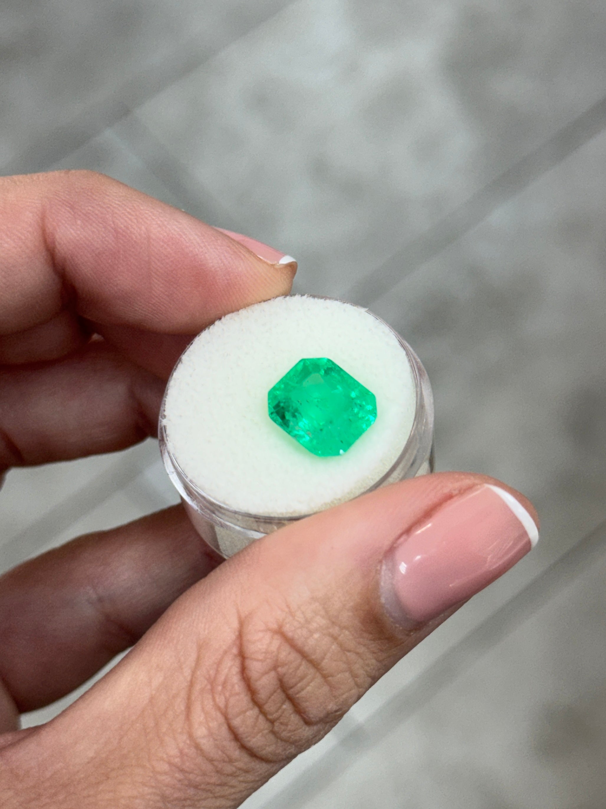 5.08 Carat 11x9.5 Chunky 1.20 Ratio Glowing Colombian Emerald-Emerald Cut