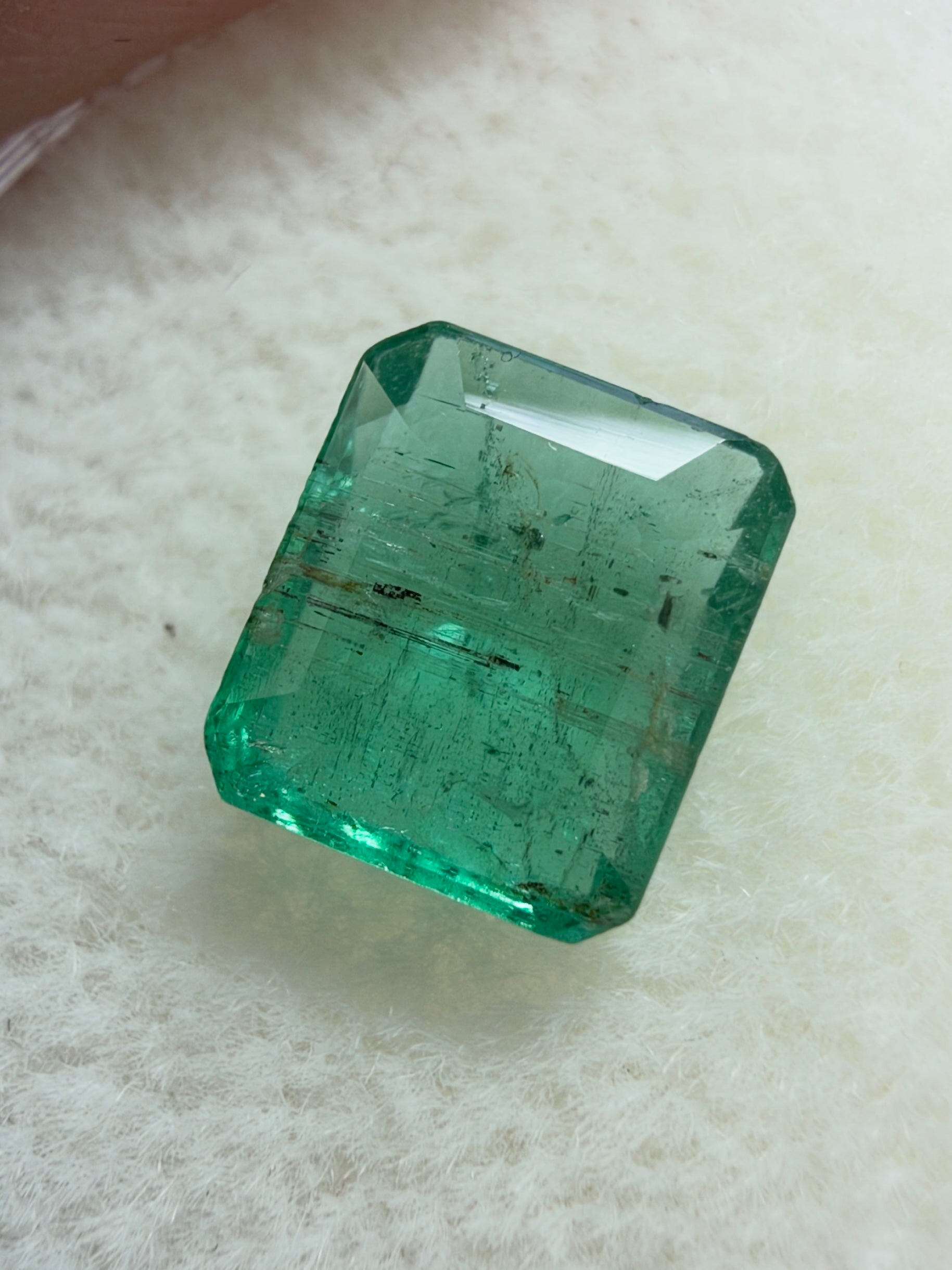 1.70 Carat 7.3×6.5 Blue-Green Genuine Natural Loose Emerald-Asscher Cut