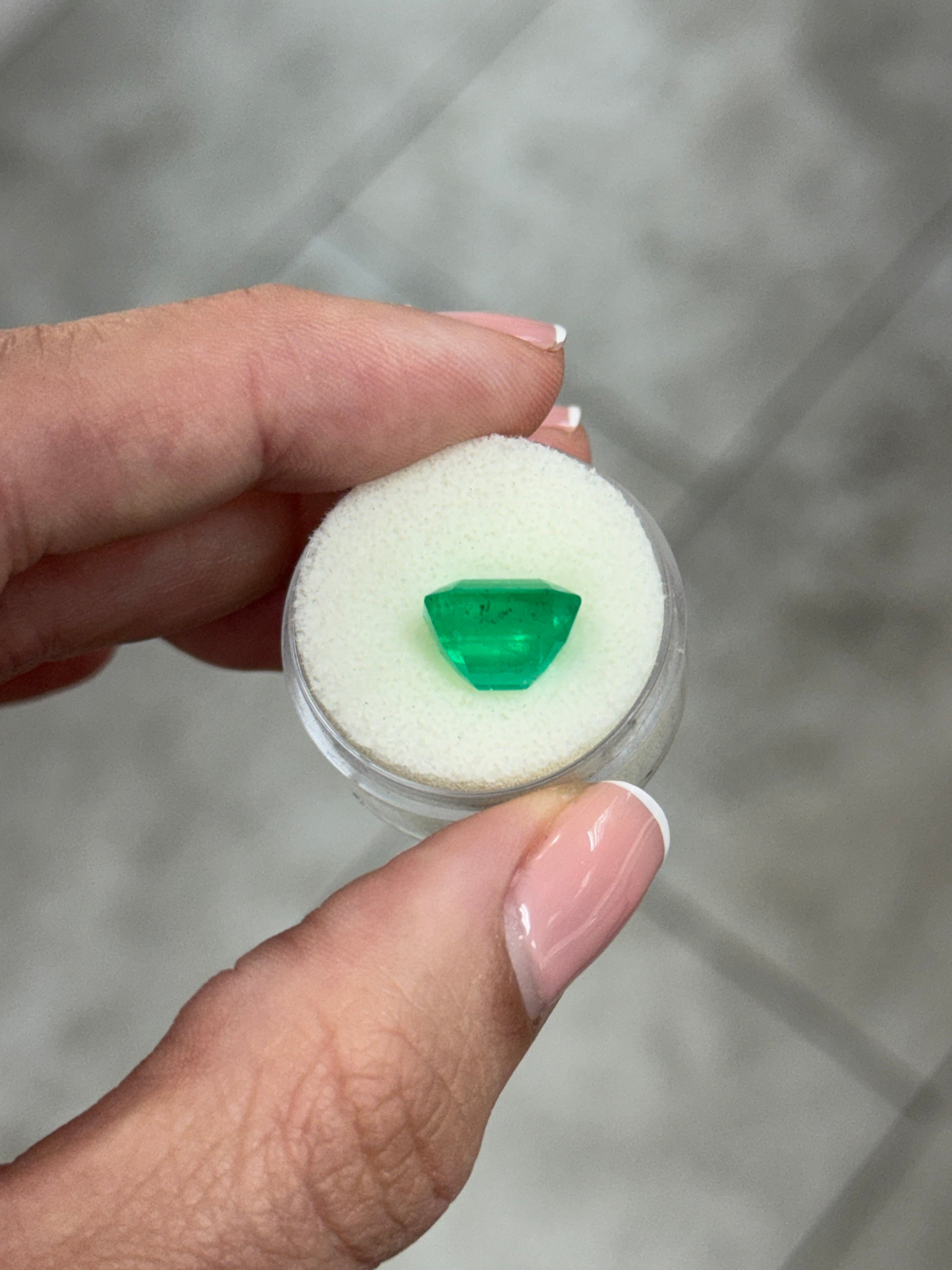 5.17 Carat 11x9 Silky Green Natural Loose Colombian- Emerald Cut