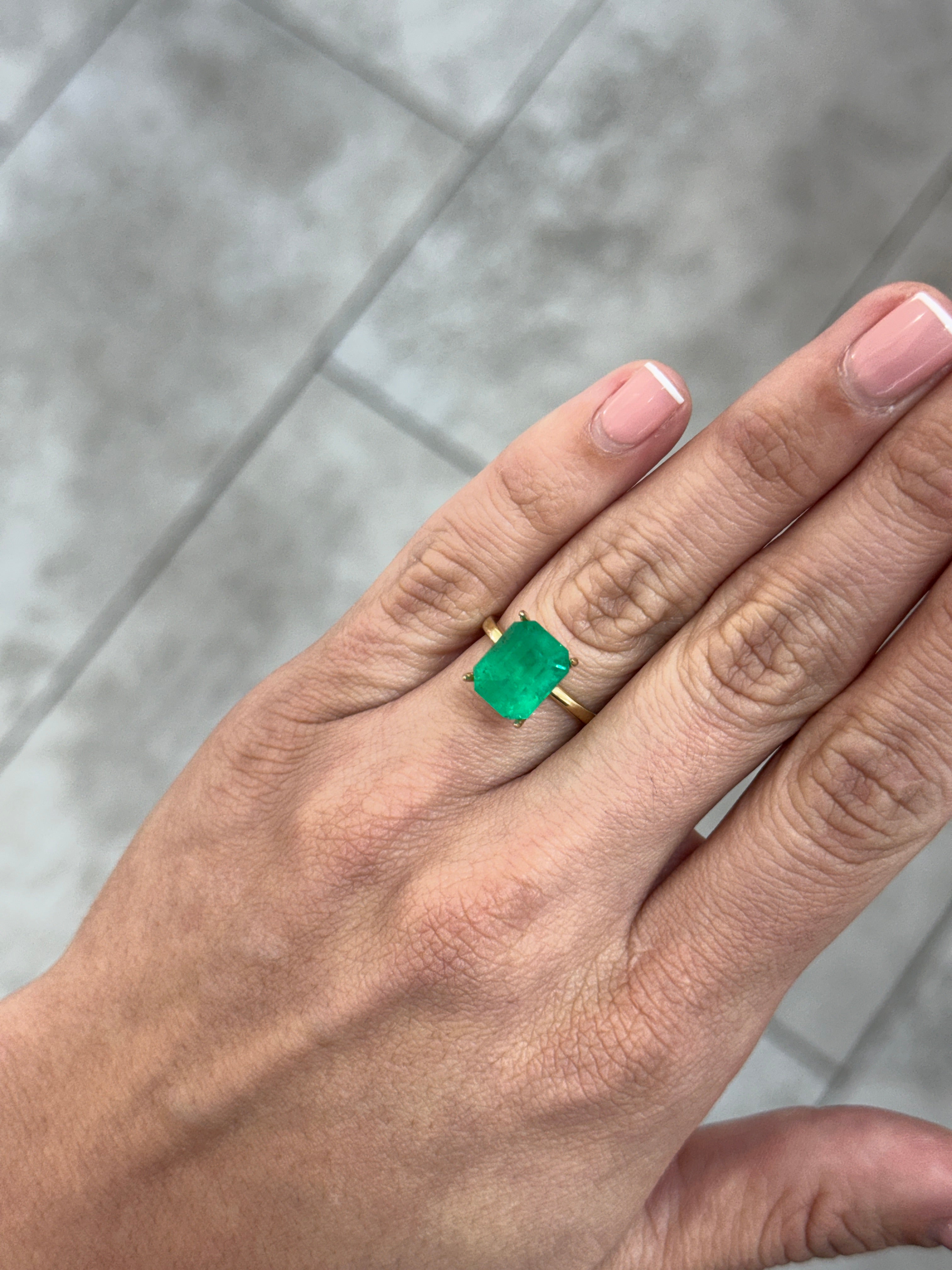 5.17 Carat 11x9 Silky Green Natural Loose Colombian- Emerald Cut