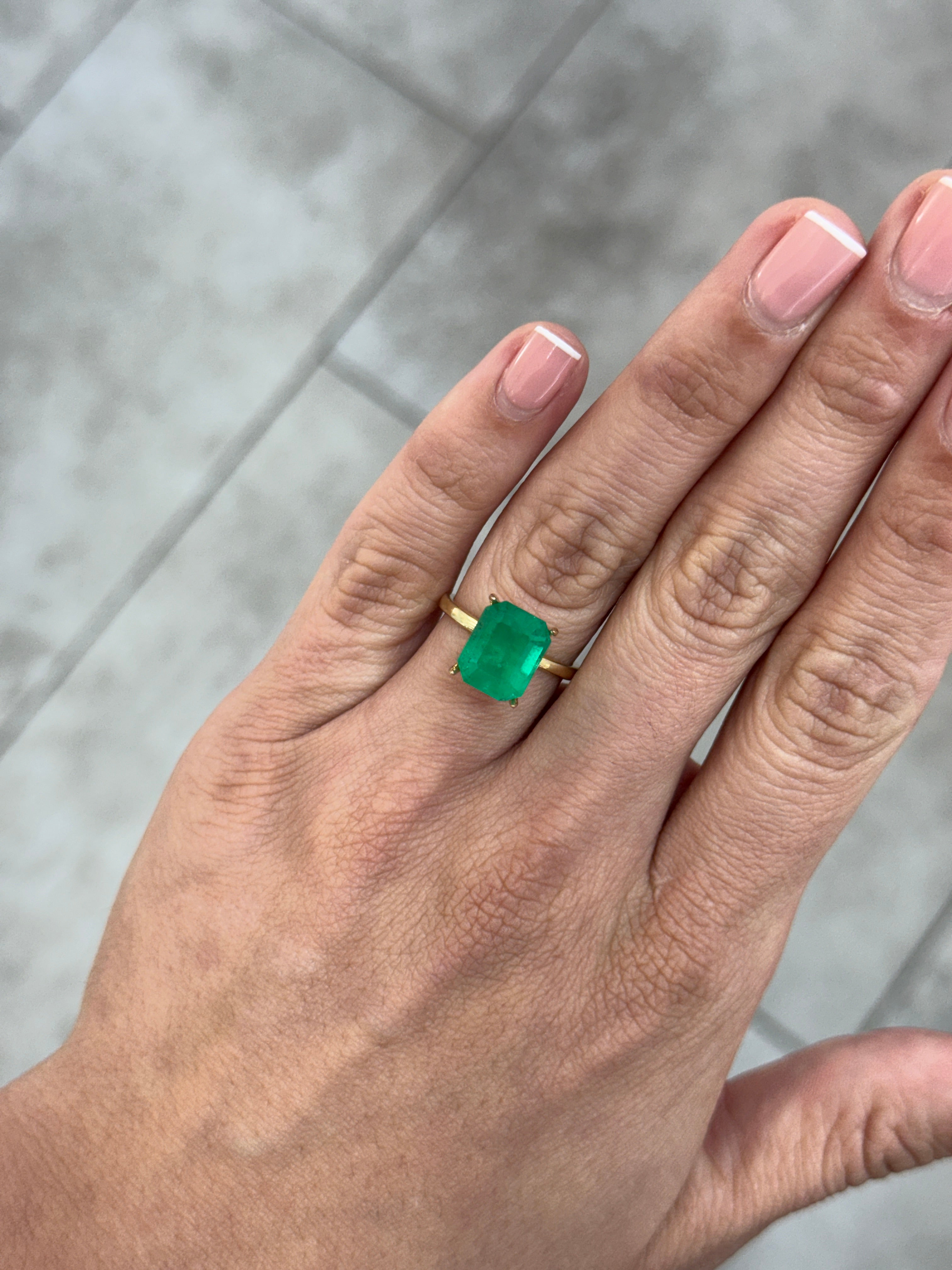 5.17 Carat 11x9 Silky Green Natural Loose Colombian- Emerald Cut
