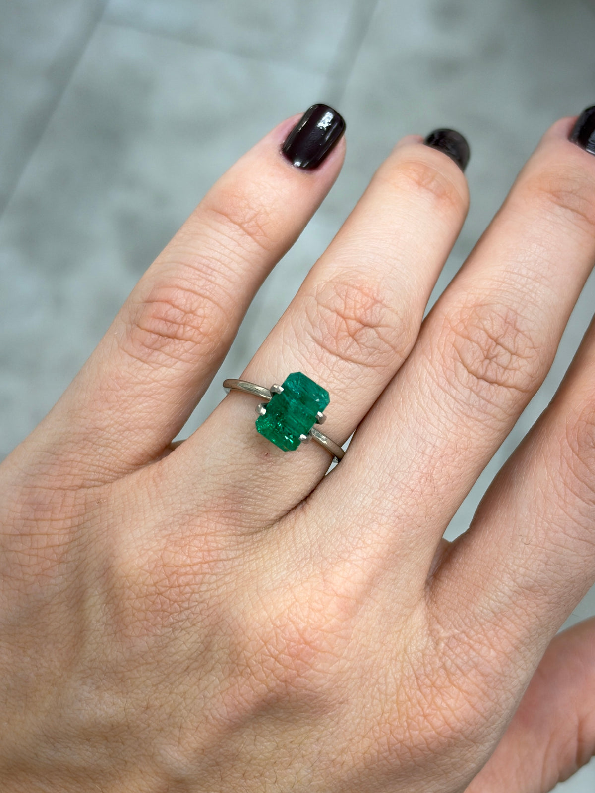 3.40 Carat 9.8×6.5 Rectangle Vivid Deep Sea-Green Natural Loose Emerald- Emerald Cut