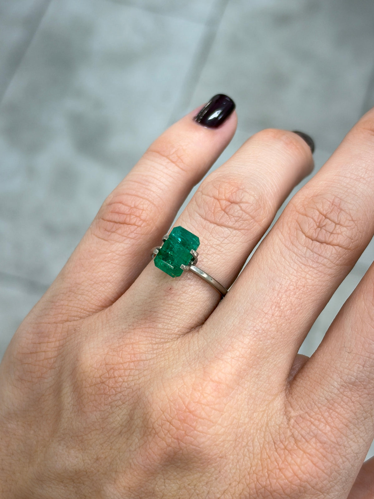 3.40 Carat 9.8×6.5 Rectangle Vivid Deep Sea-Green Natural Loose Emerald- Emerald Cut
