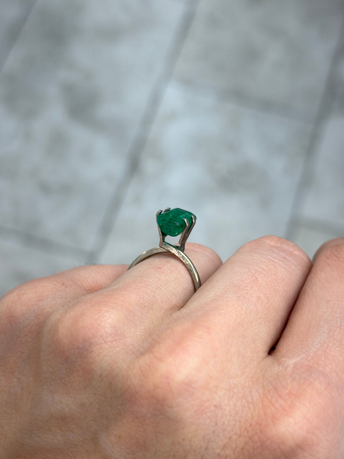 3.40 Carat 9.8×6.5 Rectangle Vivid Deep Sea-Green Natural Loose Emerald- Emerald Cut