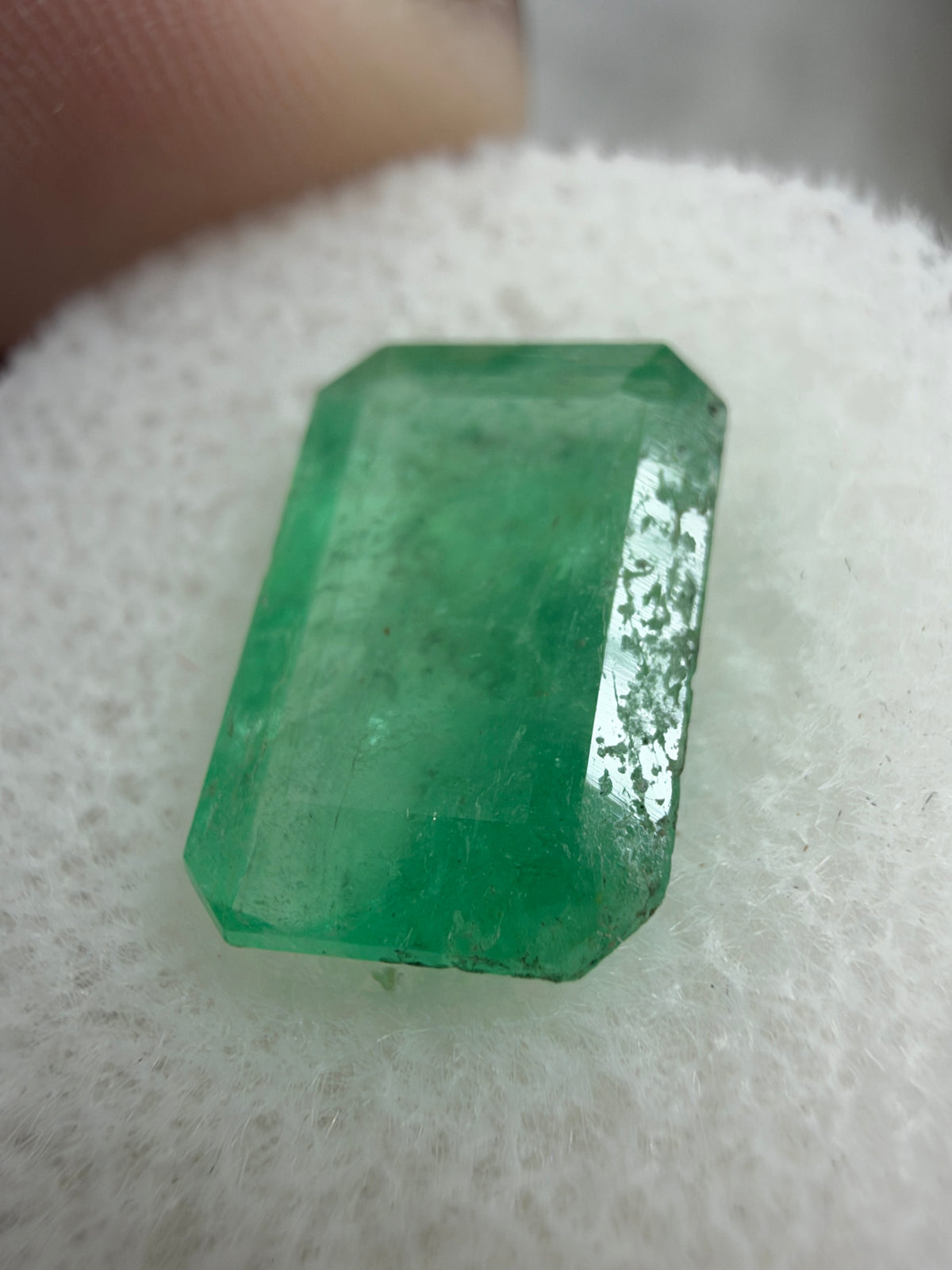 3.54 carat 11.8x8.3 Earthy Green Loose Colombian Emerald Cut