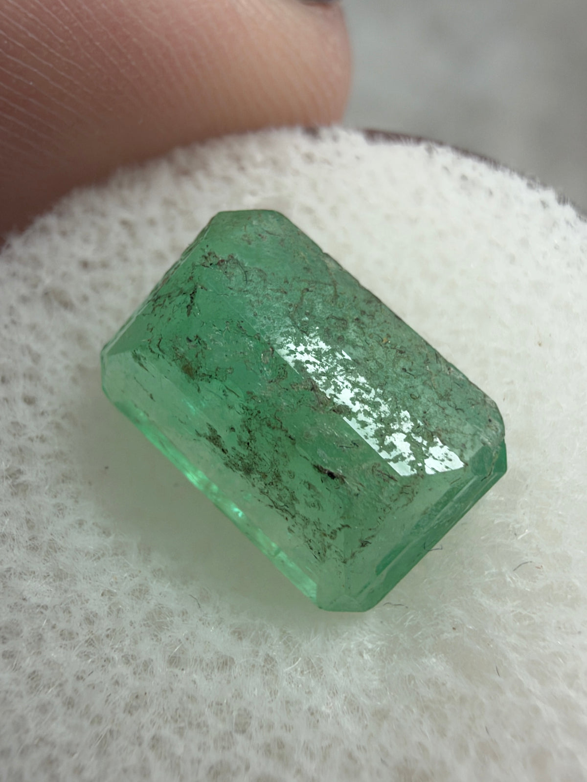 3.54 carat 11.8x8.3 Earthy Green Loose Colombian Emerald Cut