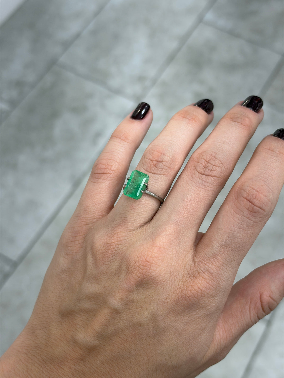 3.54 carat 11.8x8.3 Earthy Green Loose Colombian Emerald Cut
