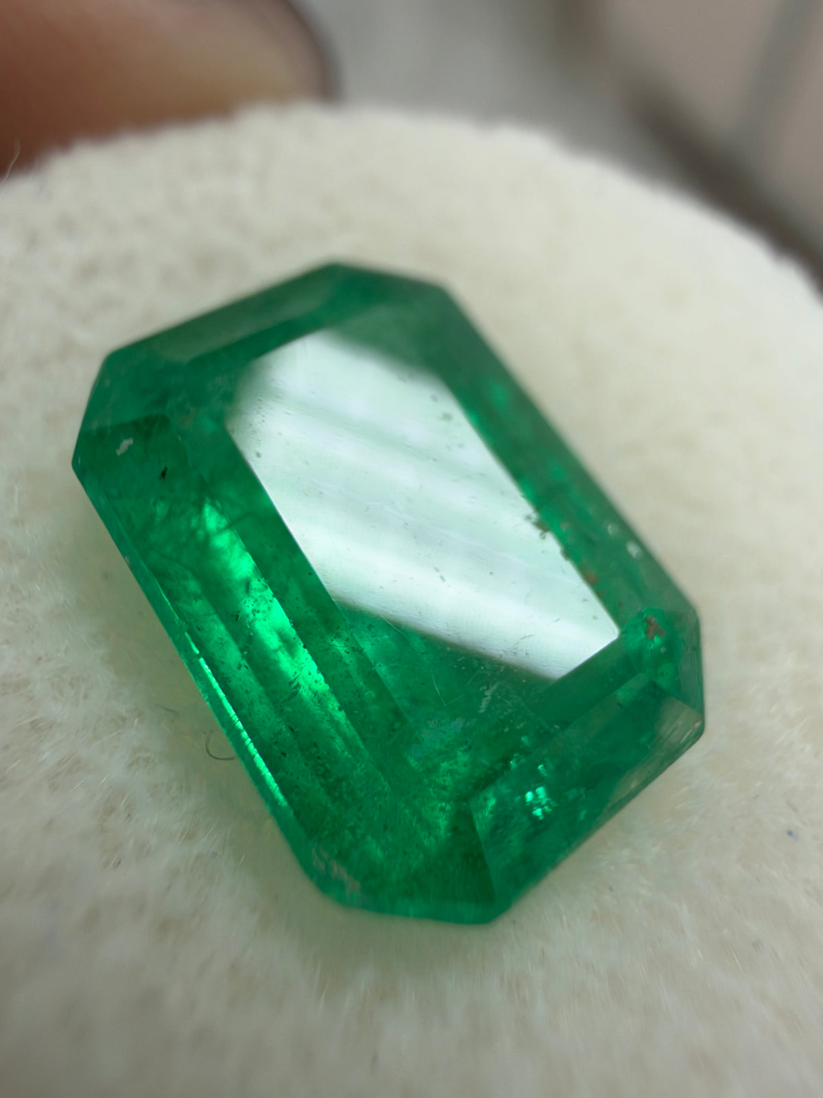 5.41 carat 12.5×8.8 Elongated Emerald Cut Zambian Emerald