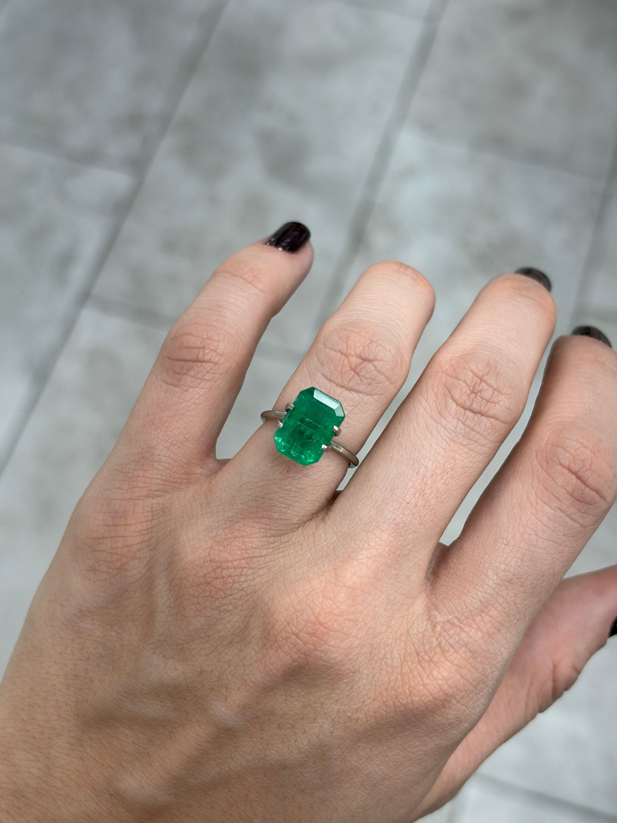 5.41 carat 12.5×8.8 Elongated Emerald Cut Zambian Emerald