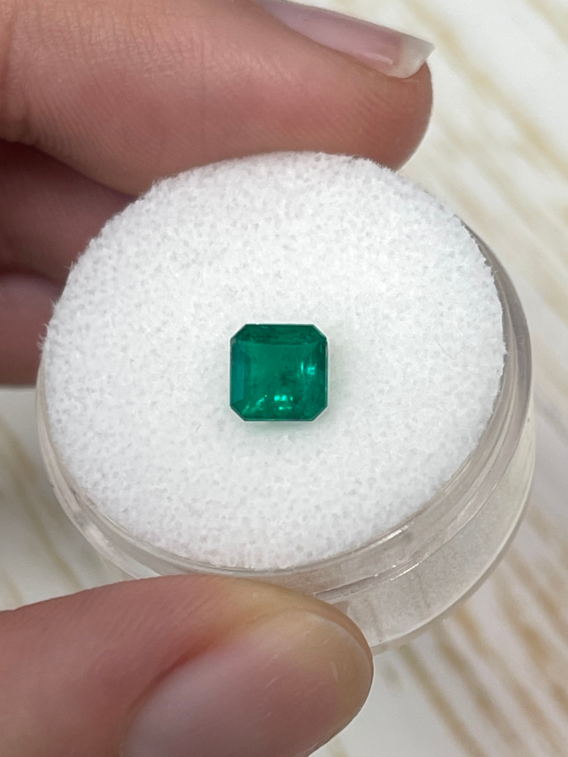 0.85 Carat 5.5x5.5 Muzo Green Natural Loose Emerald-Asscher Cut - JR Colombian Emeralds