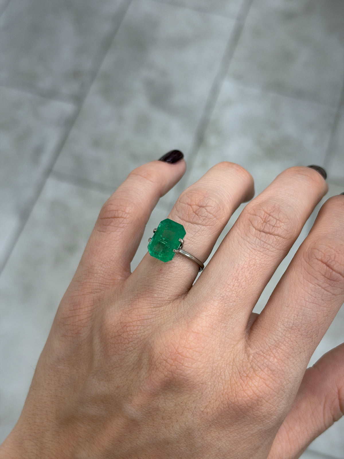 5.41 carat 12.5×8.8 Elongated Emerald Cut Zambian Emerald