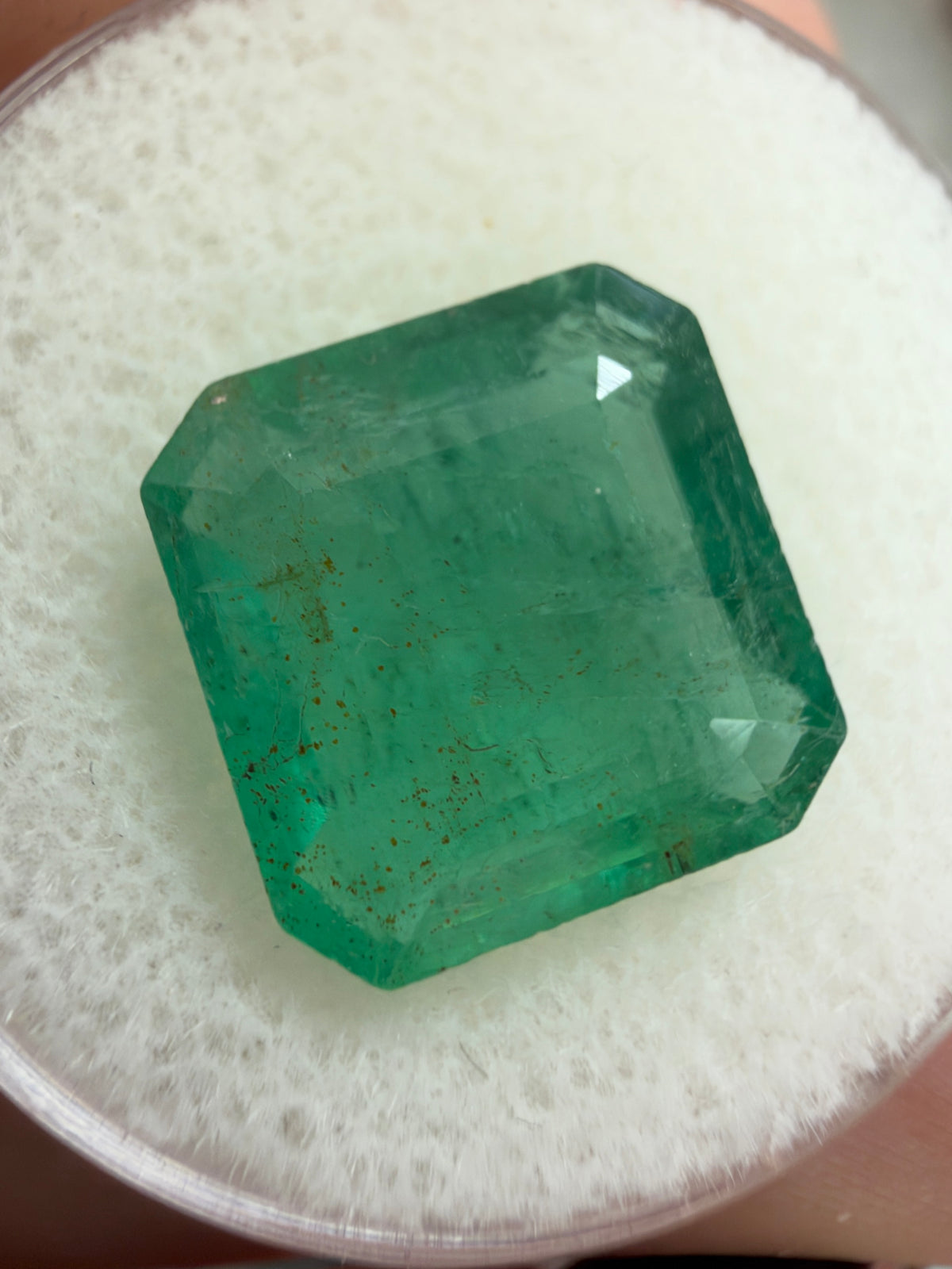 7.14 Carat 12×11.6 Zambian Bluish-Green Large Natural Loose Emerald- Asscher Cut