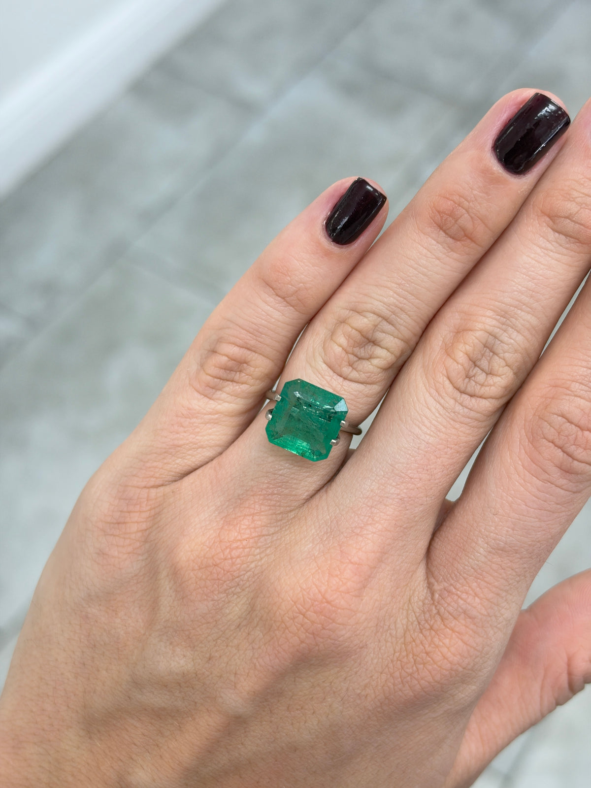 7.14 Carat 12×11.6 Zambian Bluish-Green Large Natural Loose Emerald- Asscher Cut