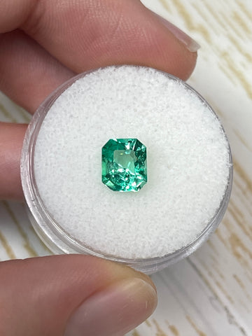 1.16 Carat 7x6 VS Yellowish Green Natural Loose Colombian Emerald- Emerald Cut
