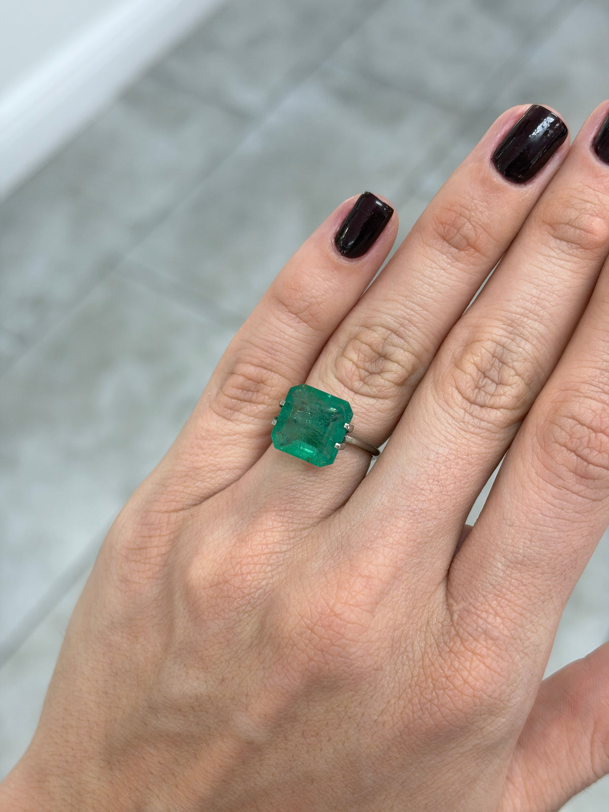 7.14 Carat 12×11.6 Zambian Bluish-Green Large Natural Loose Emerald- Asscher Cut