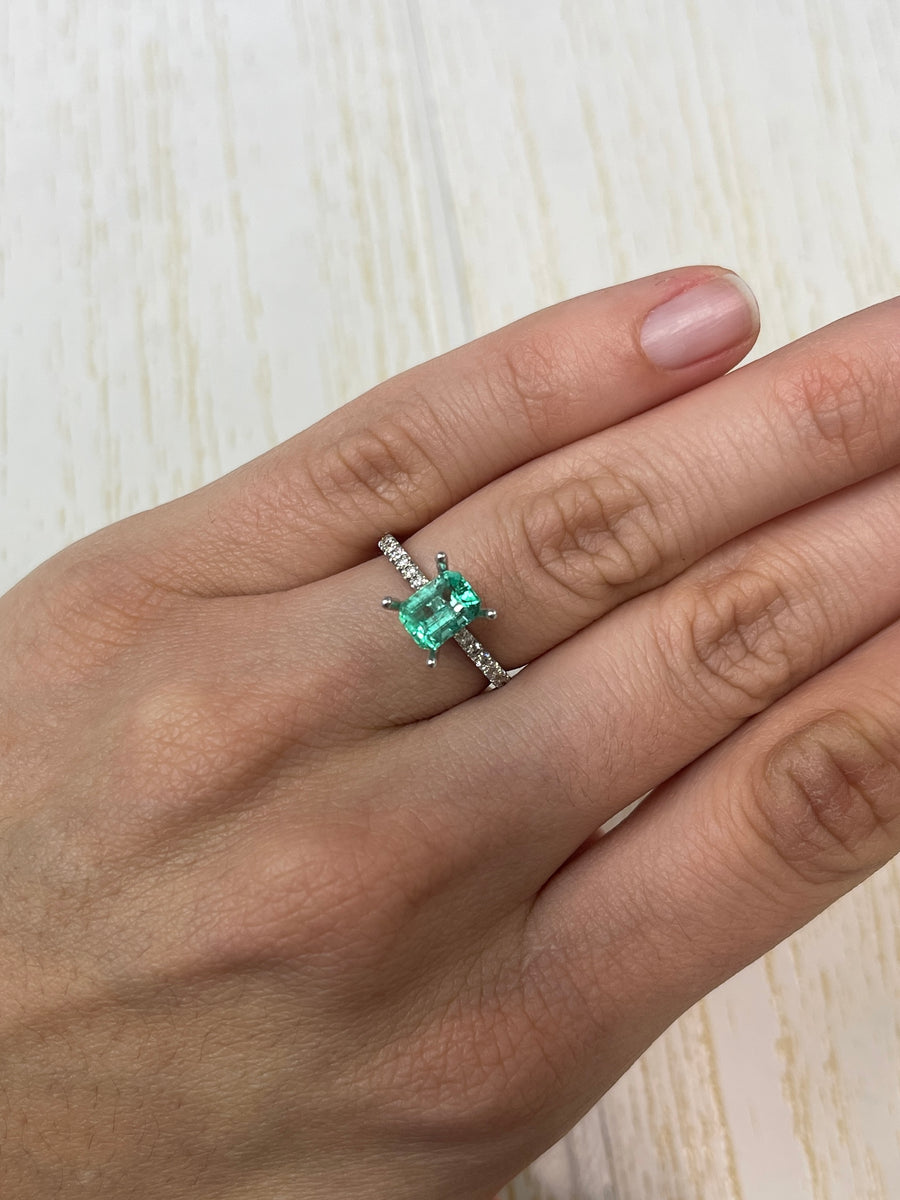 1.29 Carat 7.5x5.5 Spring Green Natural Loose Colombian Emerald- Emerald Cut