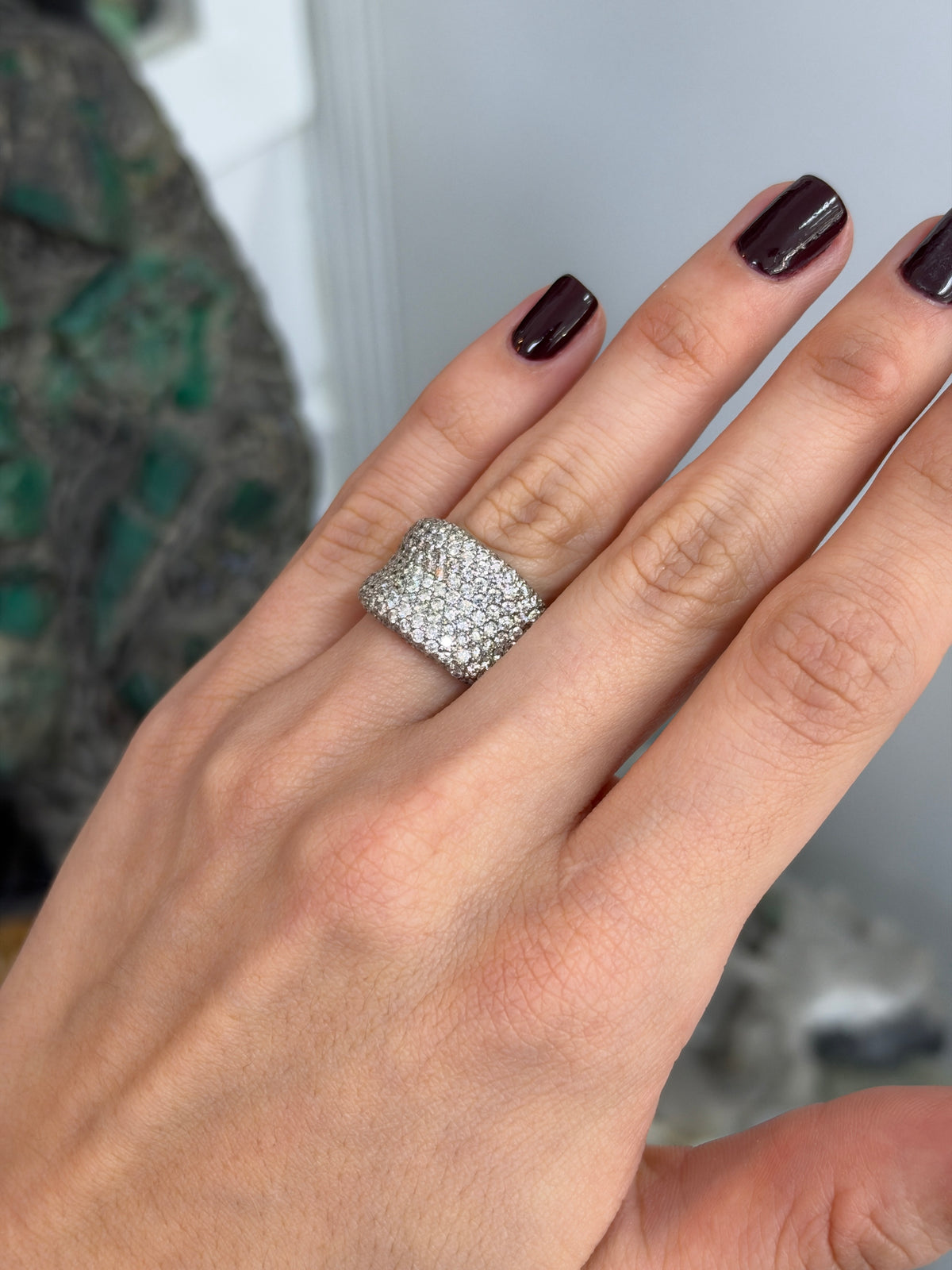 3.90tcw 15mm Ultra Wide Concave Pave Diamond Band 14K White Gold