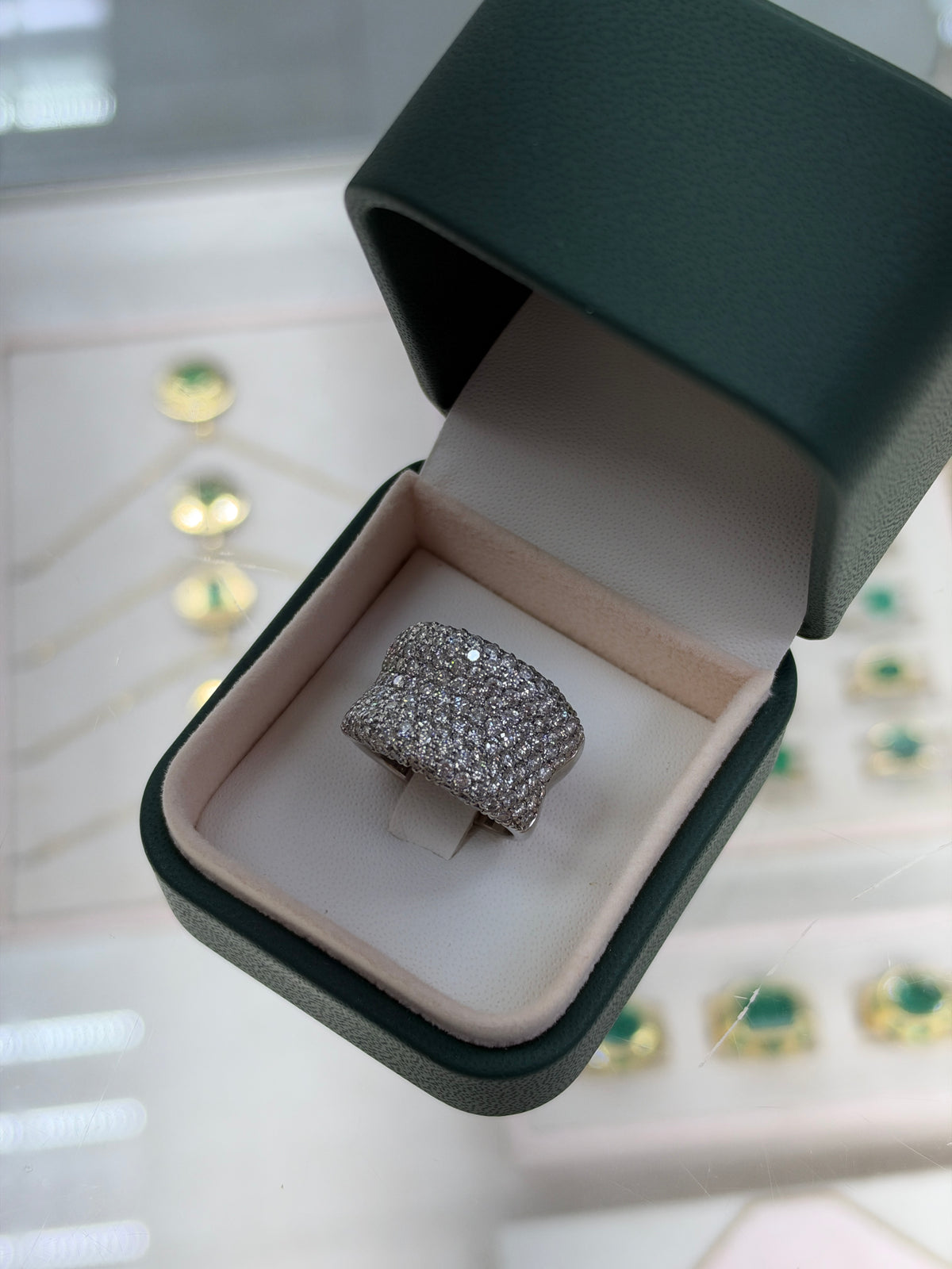 3.90tcw 15mm Ultra Wide Concave Pave Diamond Band 14K White Gold