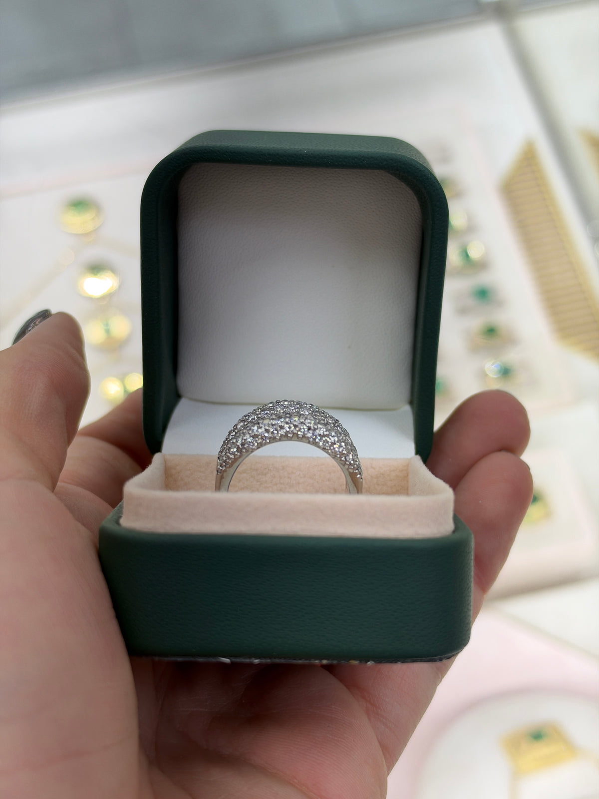 3.90tcw 15mm Ultra Wide Concave Pave Diamond Band 14K White Gold