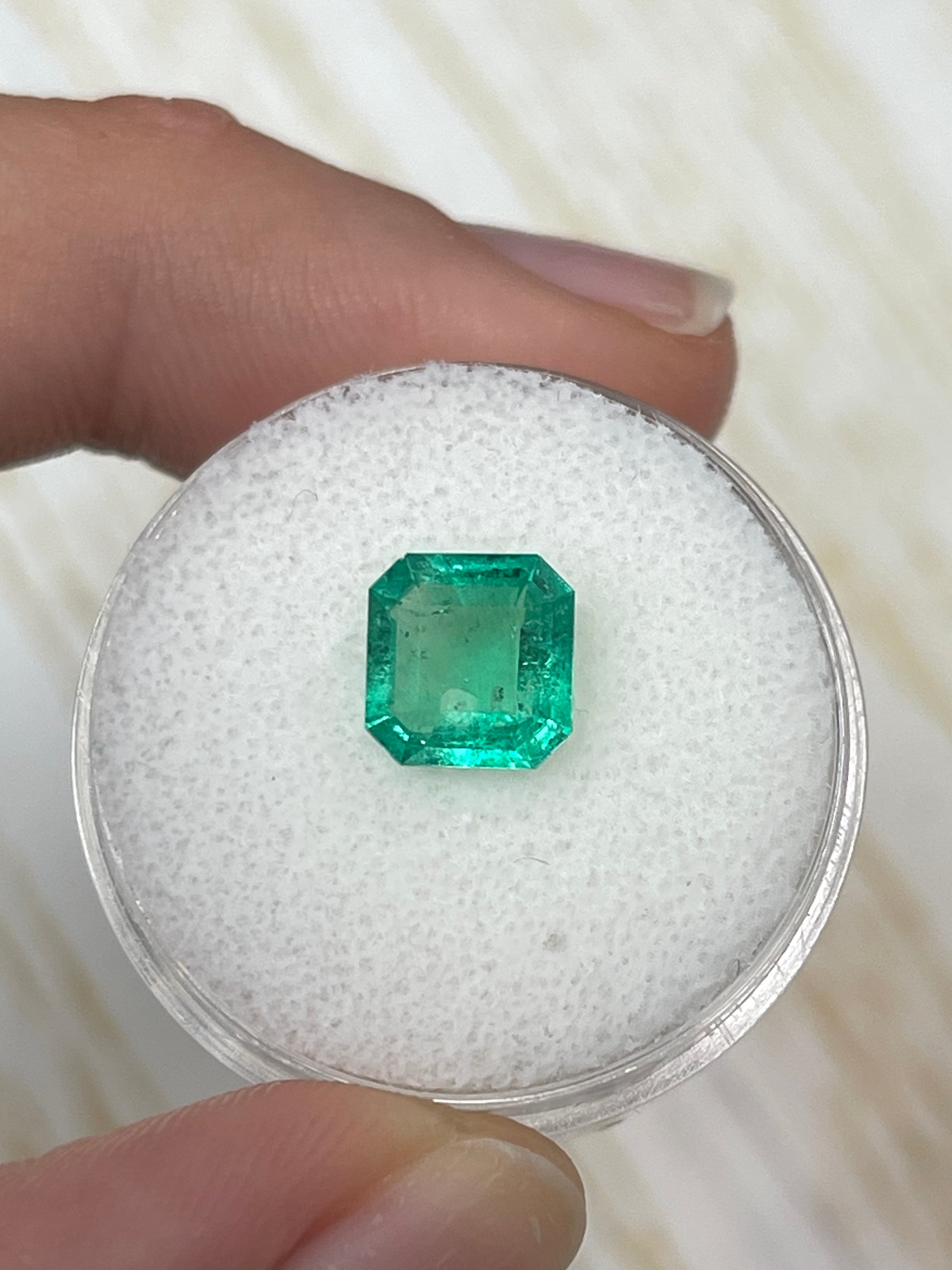 1.53 Carat 8x8 Rare Spready Yellowish Green Cut Natural Loose Colombian Emerald - JR Colombian Emeralds