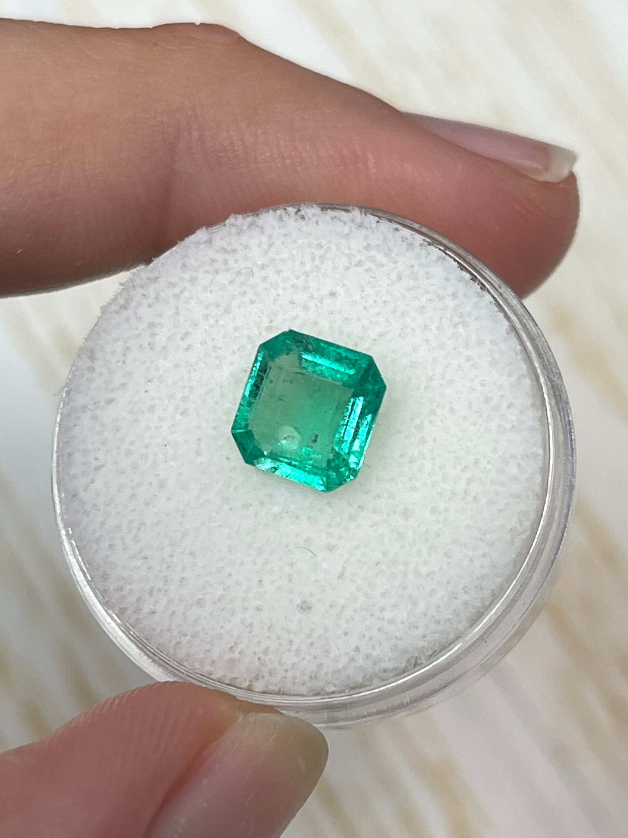 1.53 Carat 8x8 Rare Spready Yellowish Green Cut Natural Loose Colombian Emerald - JR Colombian Emeralds