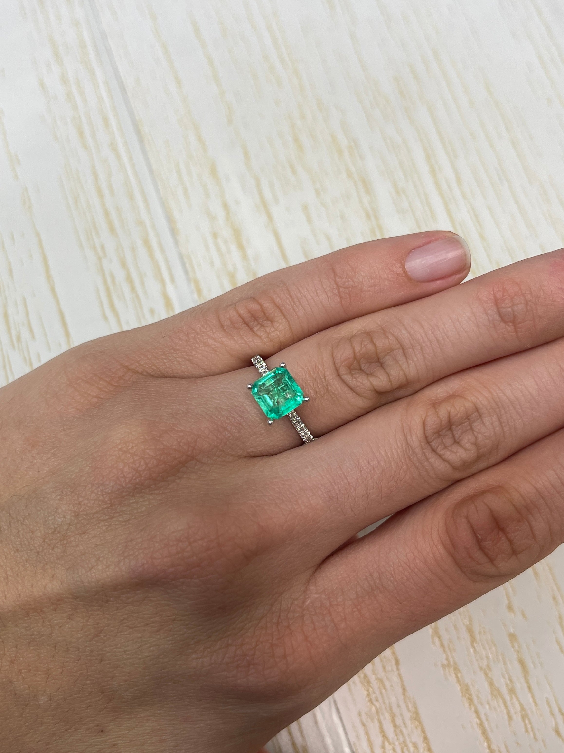 1.53 Carat 8x8 Rare Spready Yellowish Green Cut Natural Loose Colombian Emerald - JR Colombian Emeralds