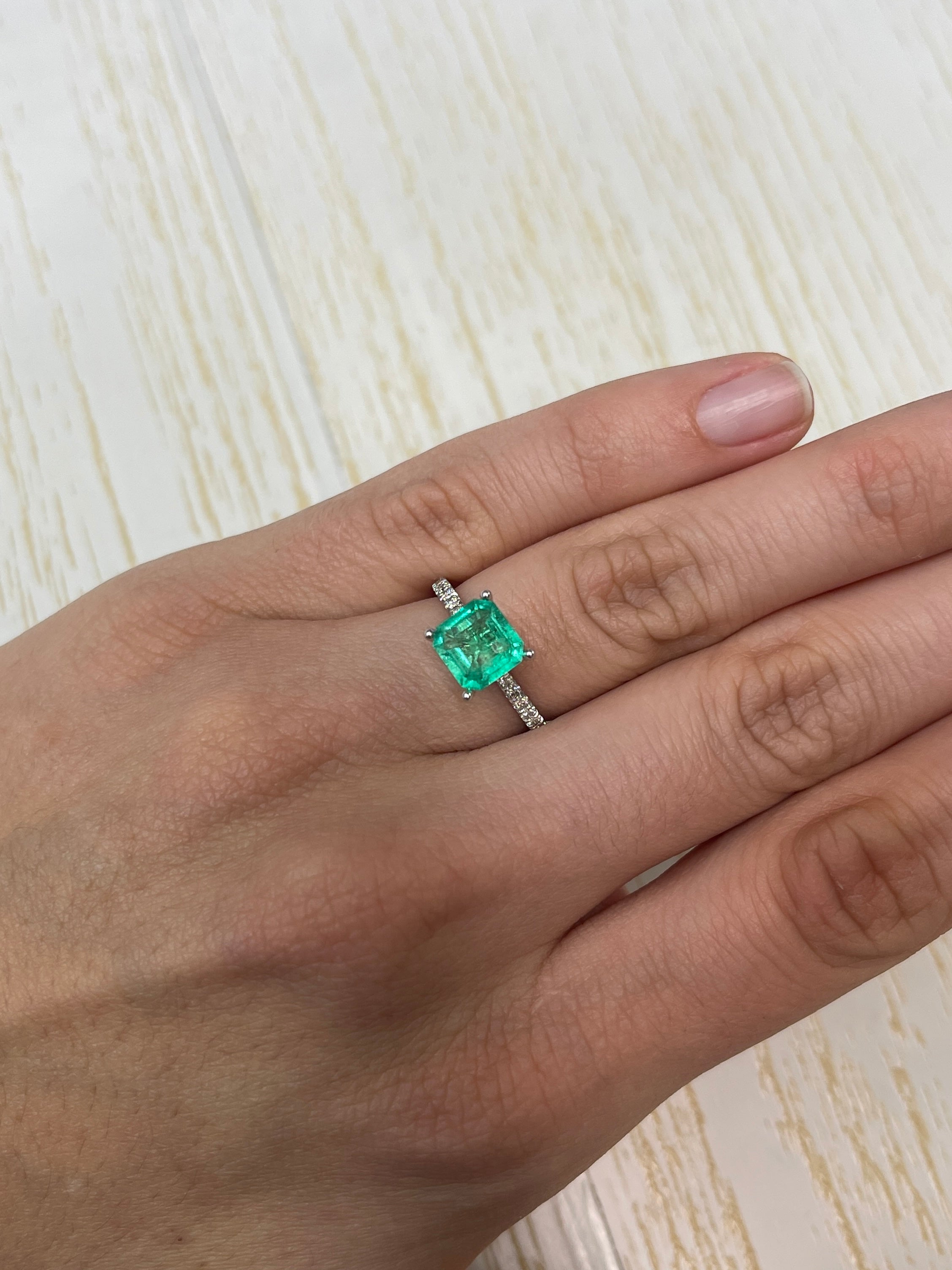 1.53 Carat 8x8 Rare Spready Yellowish Green Cut Natural Loose Colombian Emerald - JR Colombian Emeralds