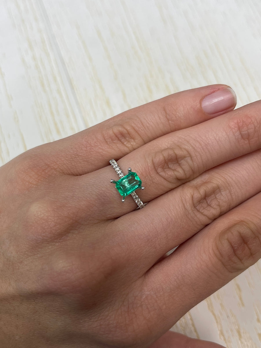 1.55 Carat VS Green Natural Loose Colombian Emerald- Emerald Cut