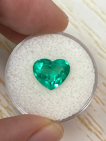 Vibrant 3.46 Carat Colombian Emerald - Heart Shaped Spring Green Gem