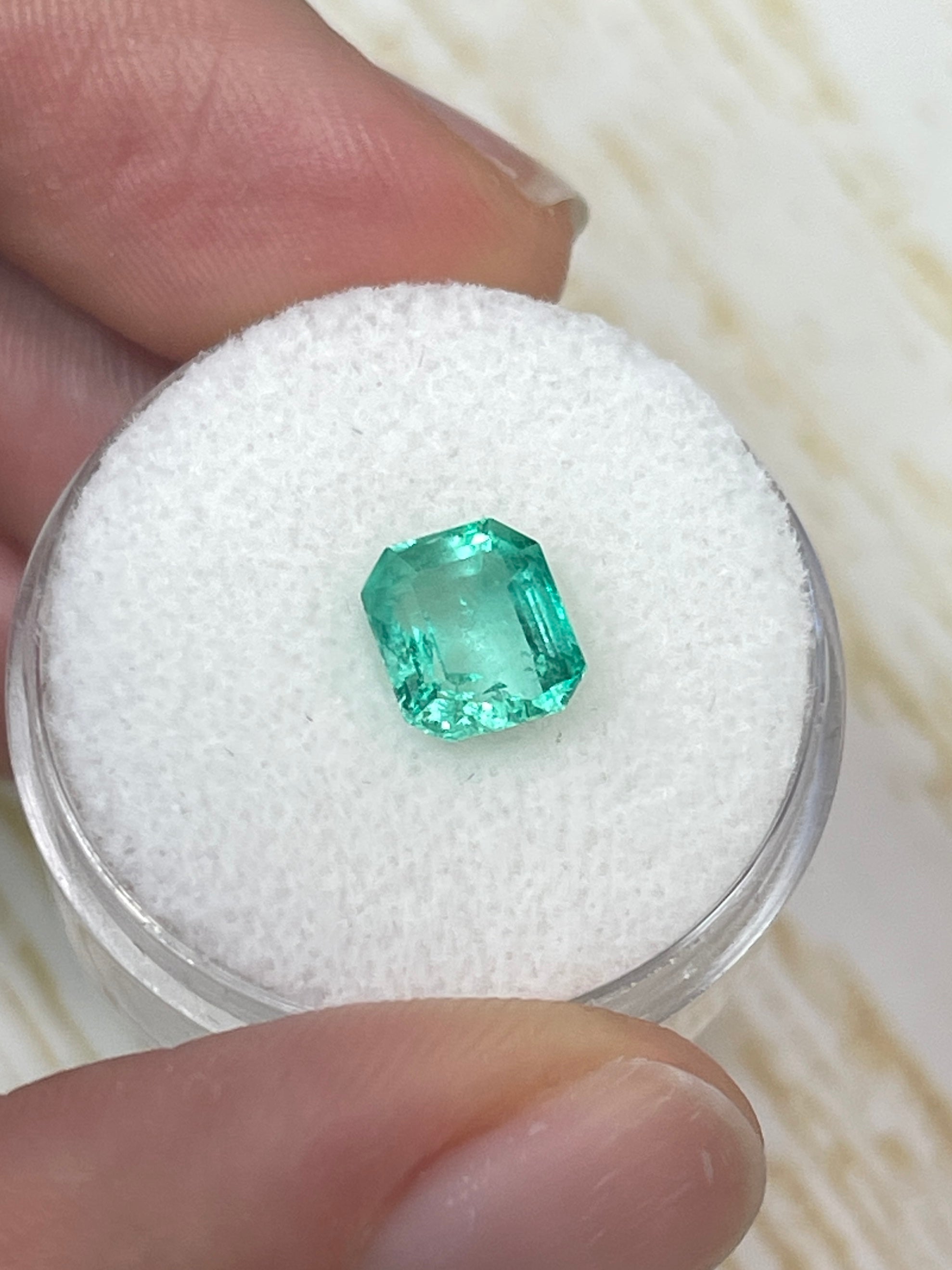 1.60 Carat 7.5x6.5 Pastel Light Green Loose Colombian Emeralds-Emerald Cut - JR Colombian Emeralds