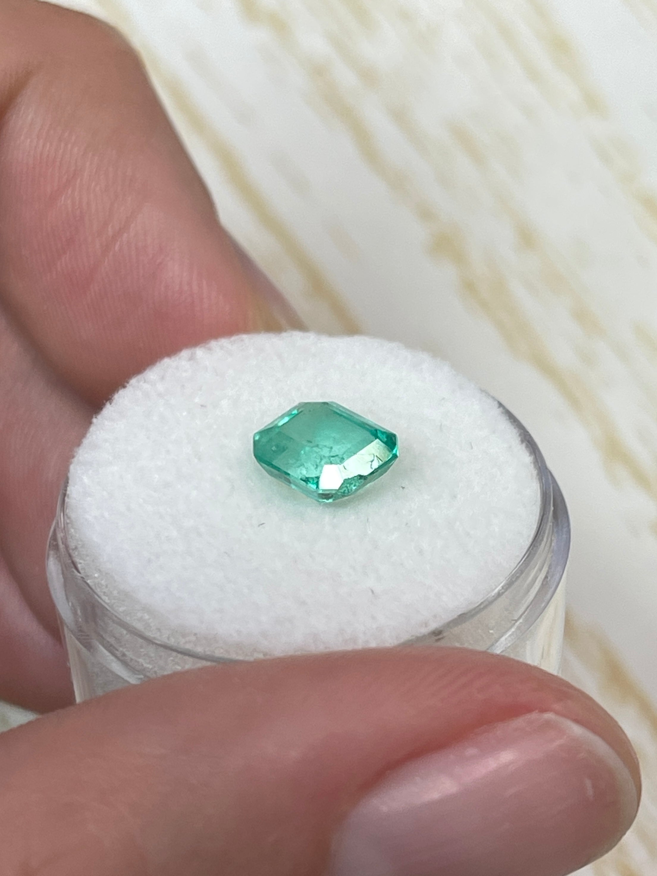 1.60 Carat 7.5x6.5 Pastel Light Green Loose Colombian Emeralds-Emerald Cut - JR Colombian Emeralds