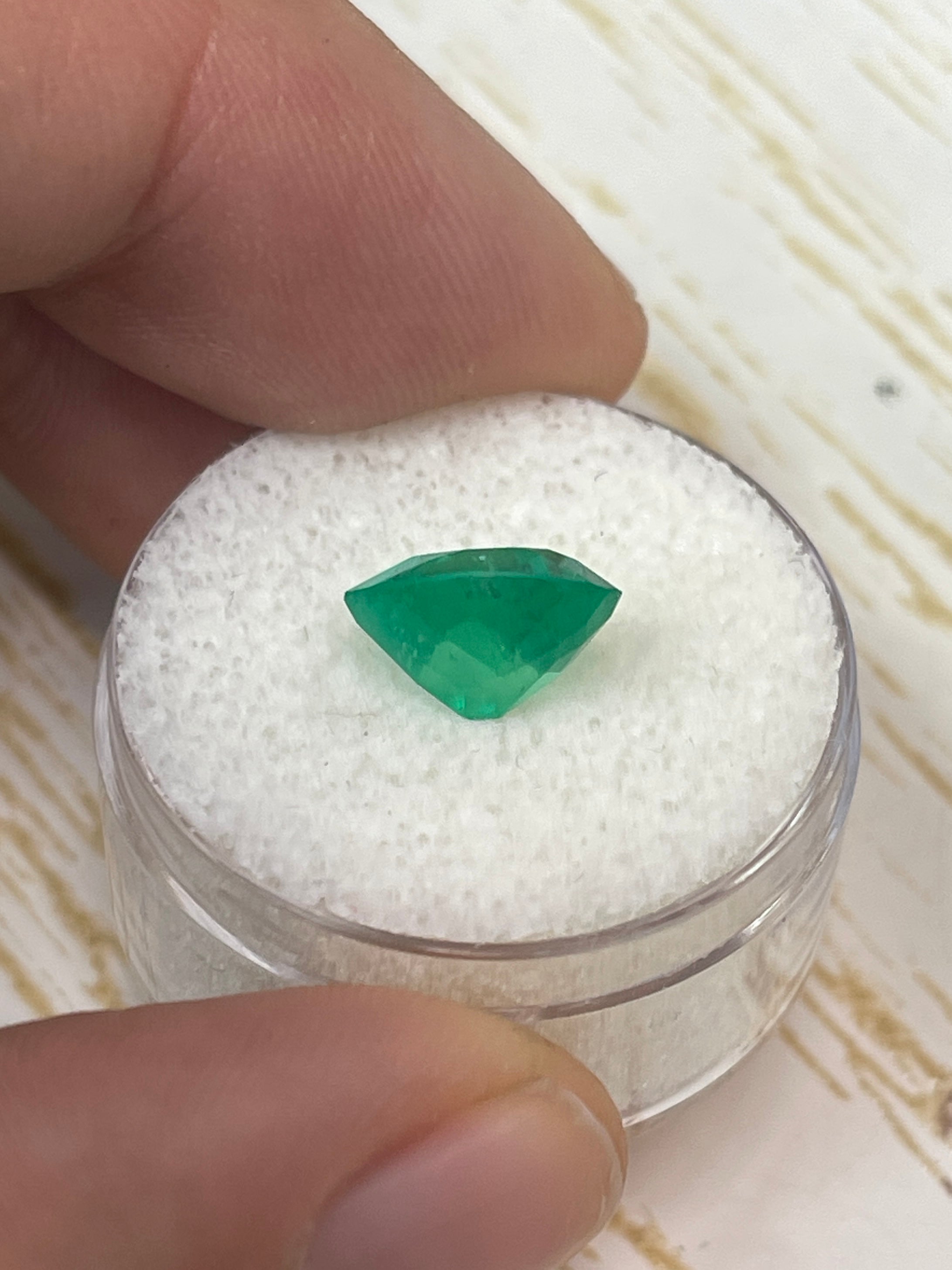 Natural Spring Green Emerald - 3.46 Carat Heart Shaped Colombian Gem