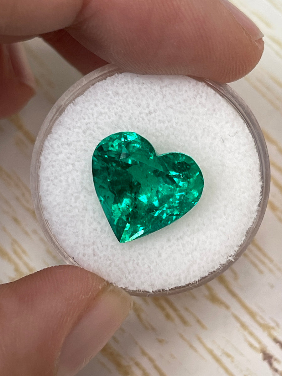 Muzo Green Natural Emerald - 13x13.8mm Heart-Shaped Beauty