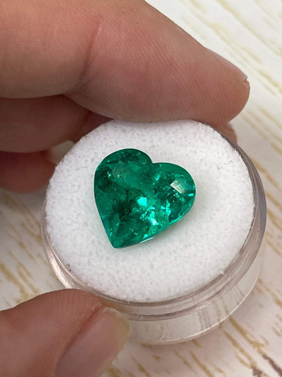 13x13.8 AAA+ Colombian Emerald - Captivating Heart-Cut Gem