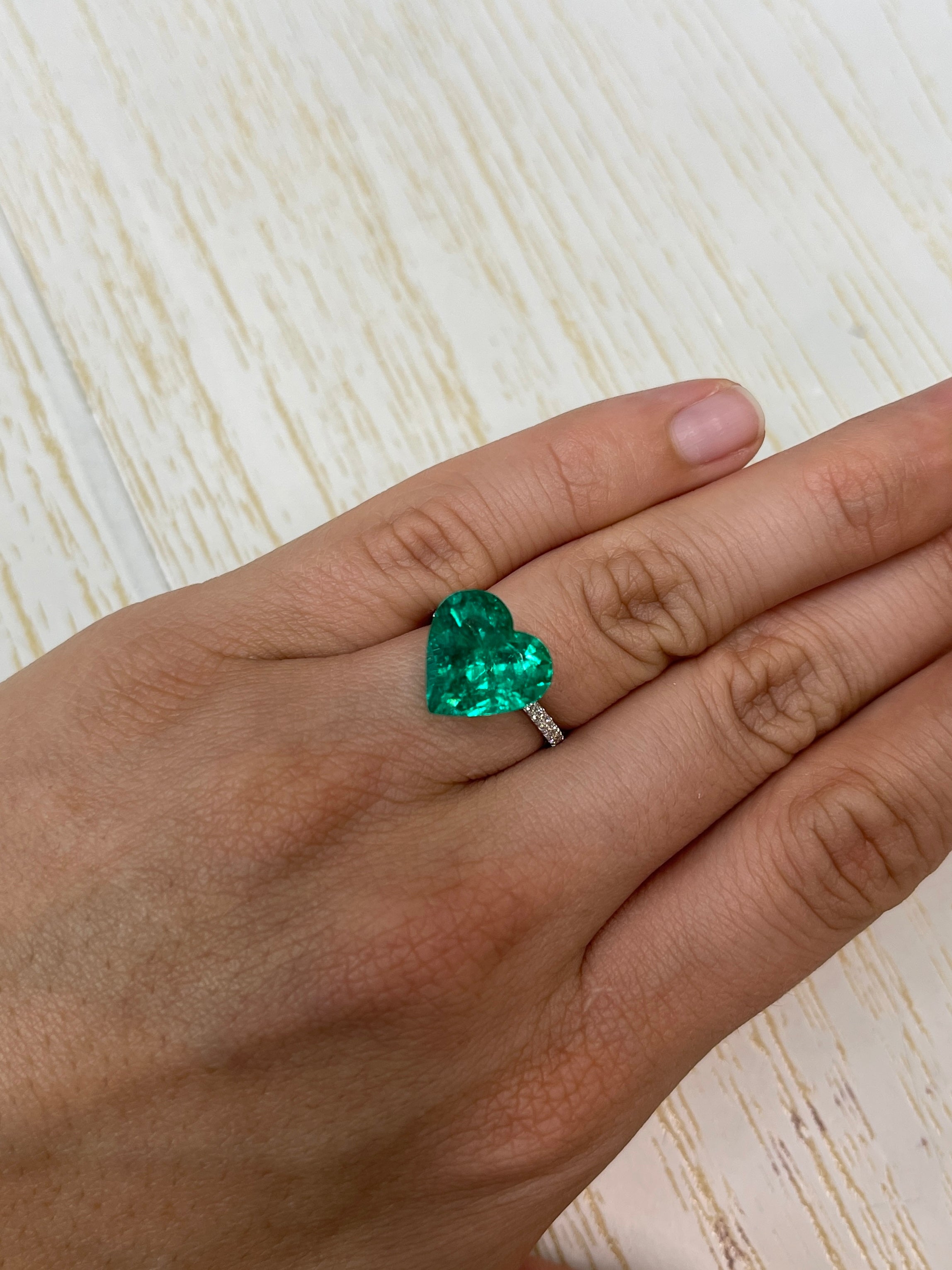 7.86 Carat 13x13.8 AAA+ Muzo Green Natural Loose Colombian Emerald-Heart Cut - JR Colombian Emeralds