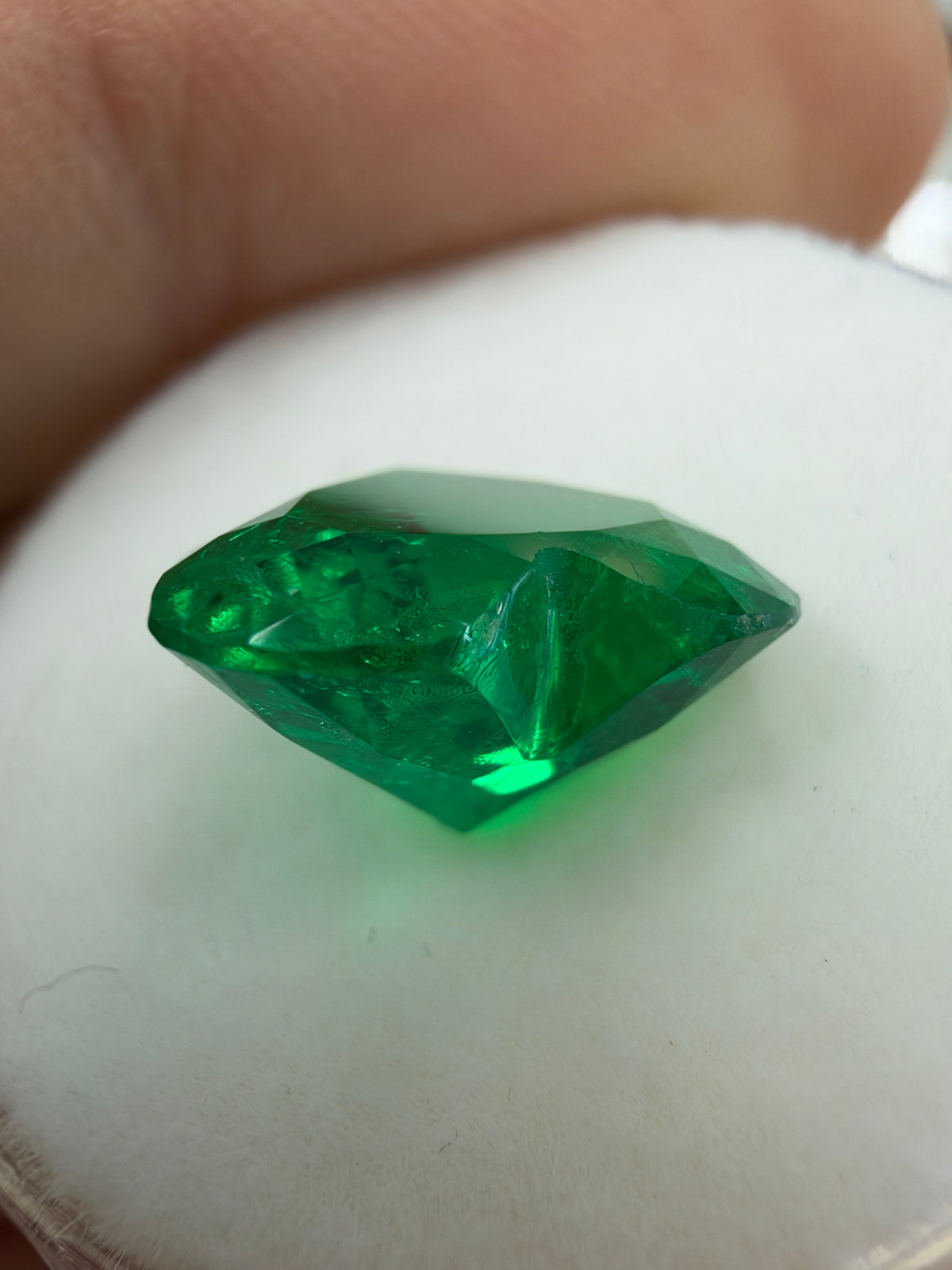 3.27 Carat 10x11 AAA+ Investment Grade Vivid Green Natural Loose Colombian Emerald-Heart Cut