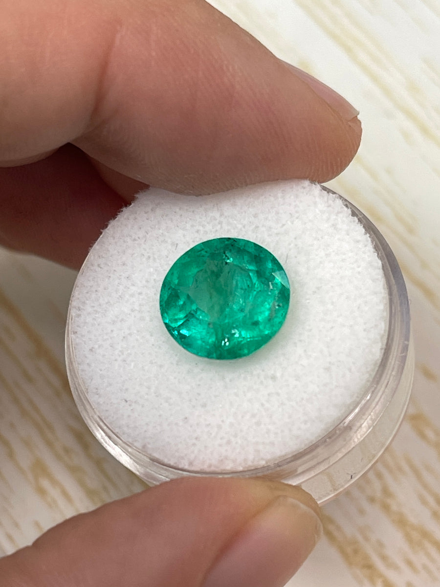 Breathtaking Bluish Green 4.50 Carat Round Colombian Emerald