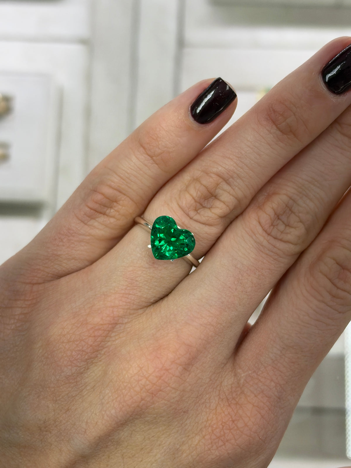 3.27 Carat 10x11 AAA+ Investment Grade Vivid Green Natural Loose Colombian Emerald-Heart Cut
