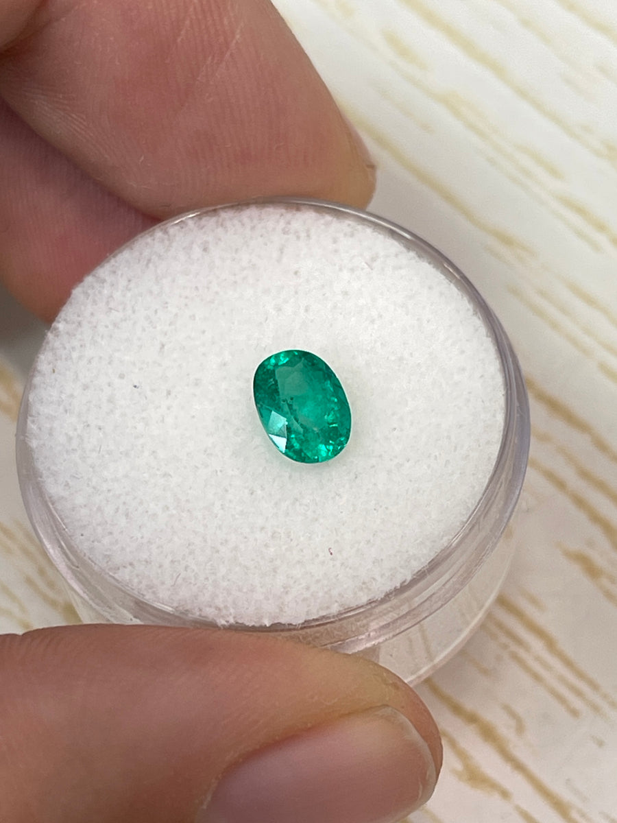 0.81 Carat 7x5 Bluish Green Natural Loose Colombian Emerald-Oval Cut