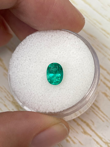 0.81 Carat 7x5 Bluish Green Natural Loose Colombian Emerald-Oval Cut
