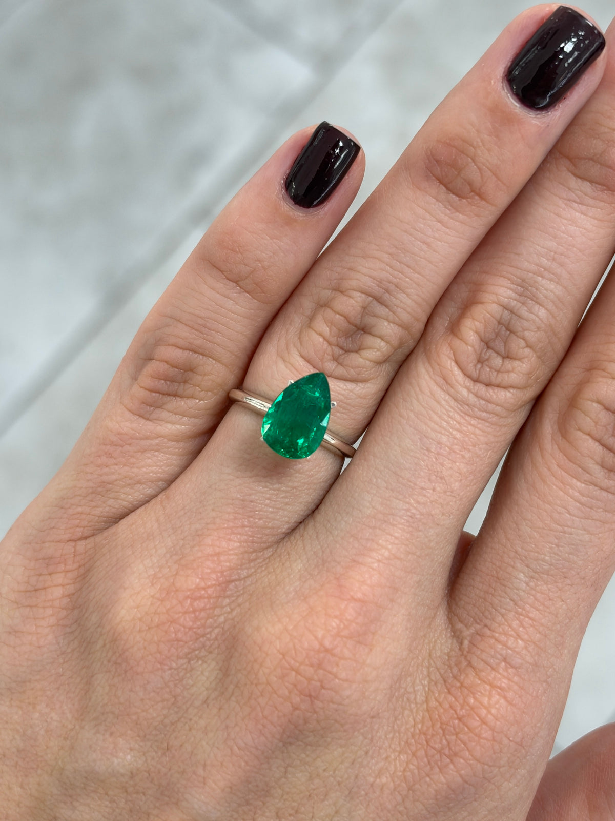 2.64 carat 12x8 Investment Grade Natural Loose Colombian Emerald-Pear Cut