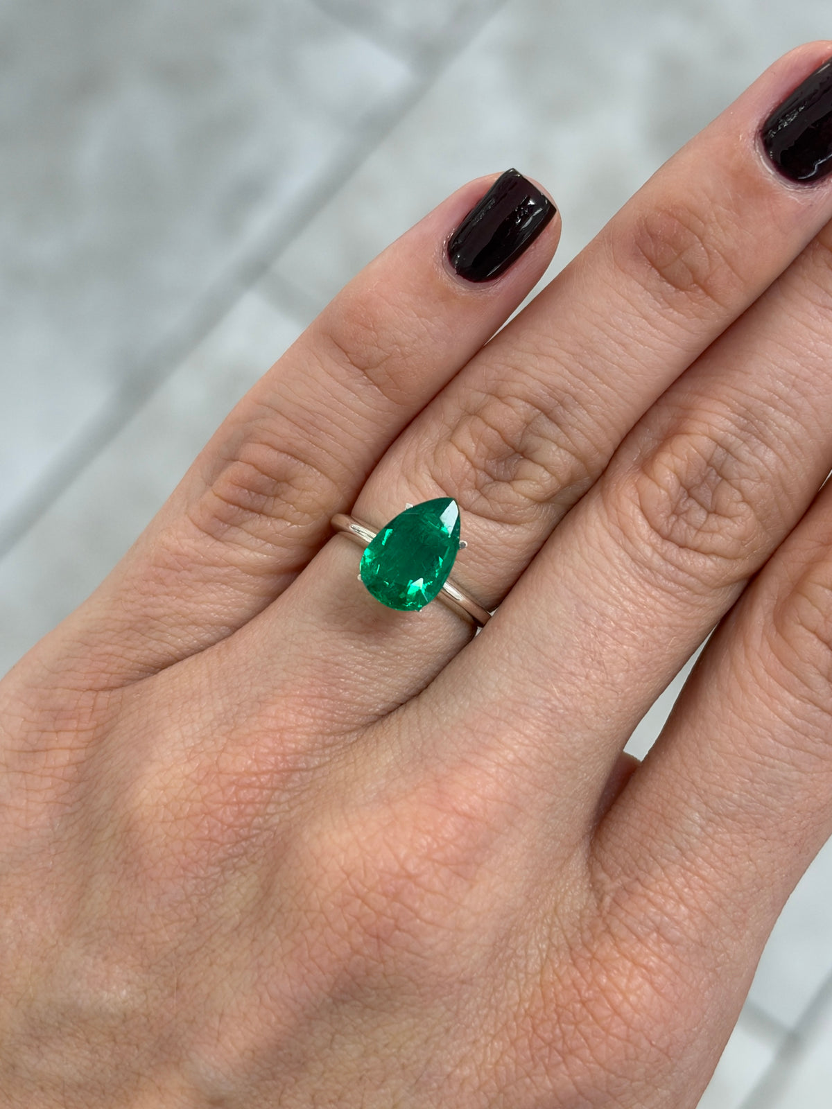 2.64 carat 12x8 Investment Grade Natural Loose Colombian Emerald-Pear Cut