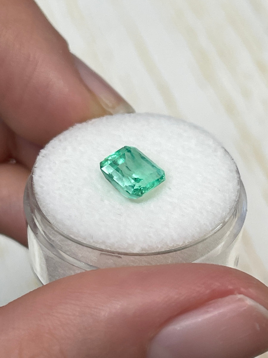 1.78 Carat 7.5x7 Chipped Limish Green Asscher Cut Natural Unset Colombian Emerald