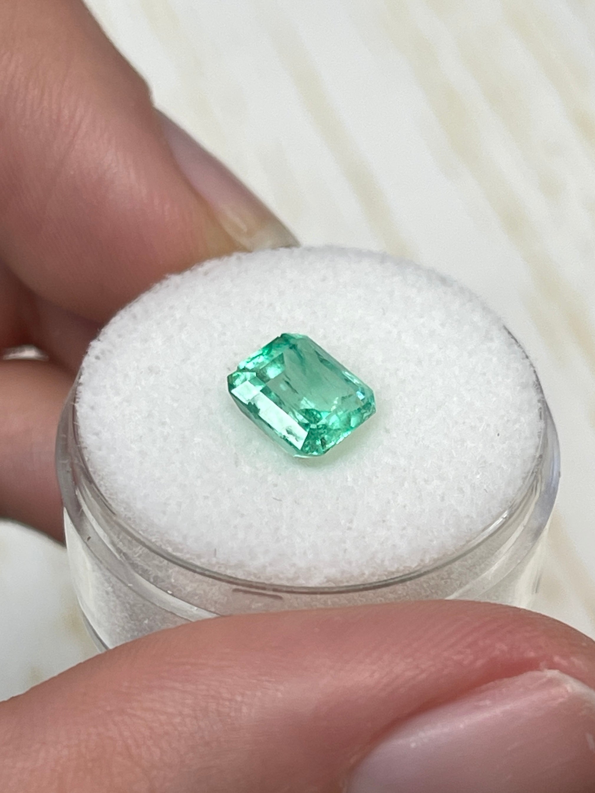 1.78 Carat 7.5x7 Chipped Limish Green Asscher Cut Natural Unset Colombian Emerald - JR Colombian Emeralds