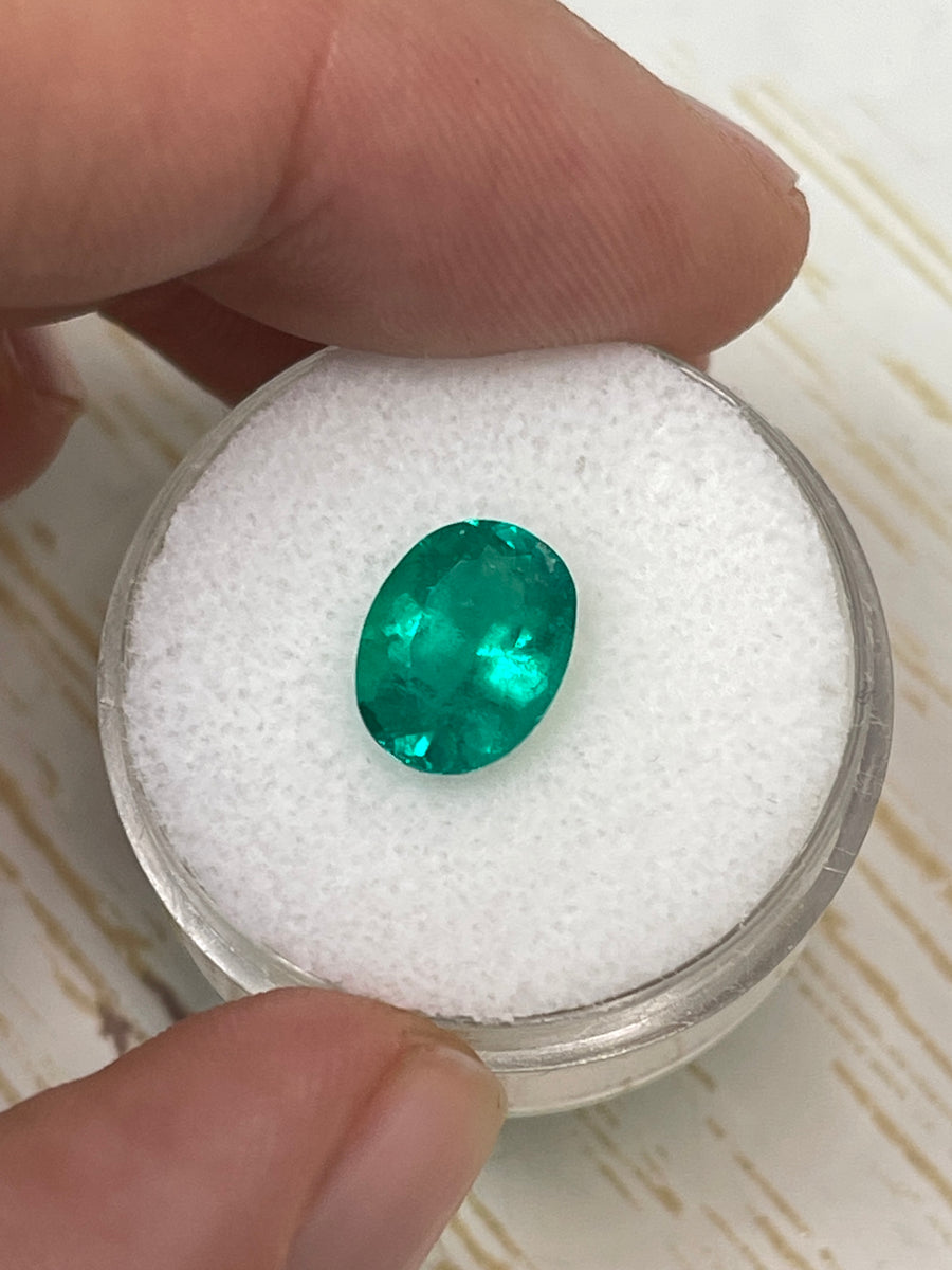 10x8 Oval Cut Colombian Emerald - 2.24 Carat - Vivid Muzo Green
