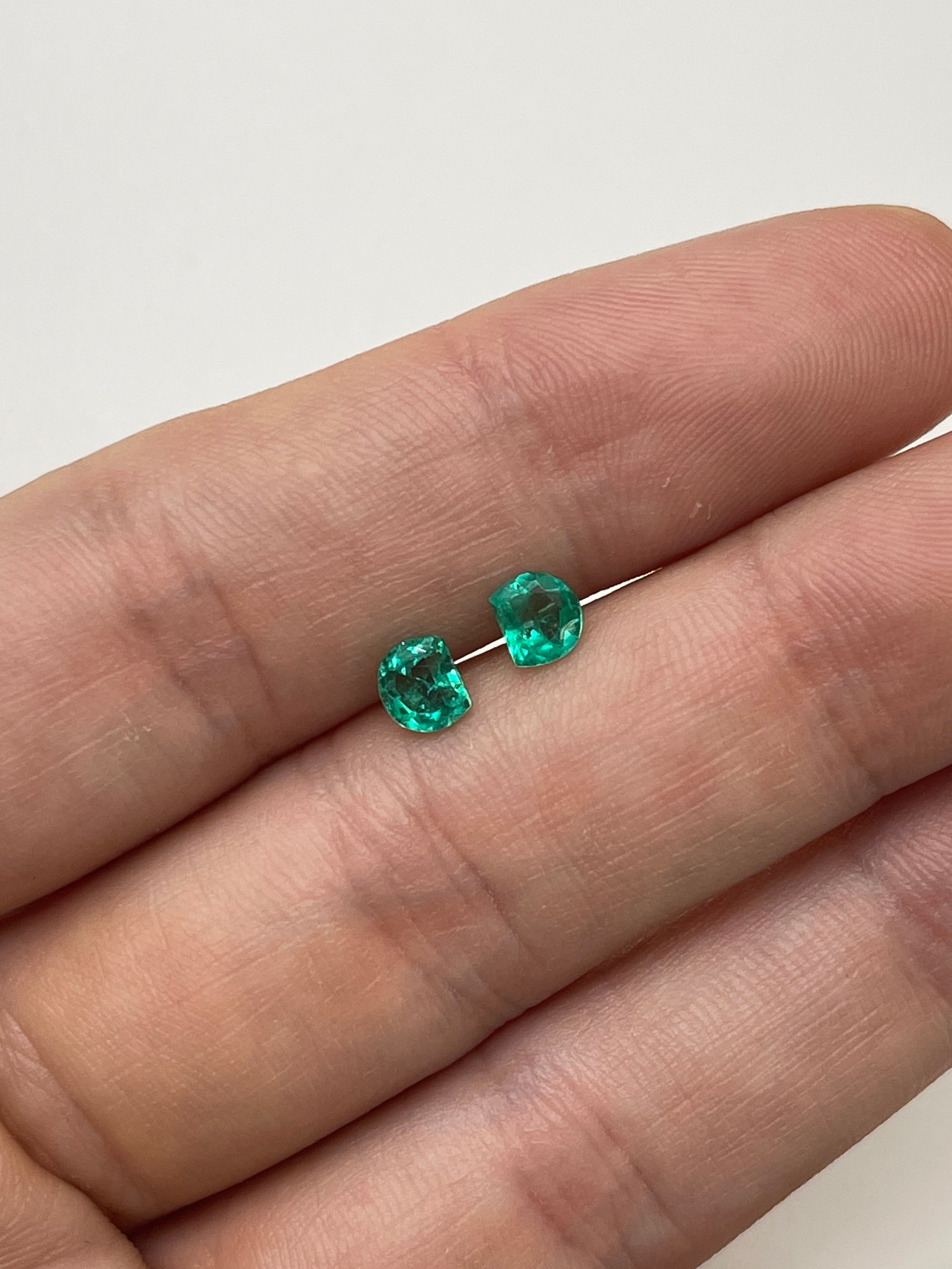 0.80tcw 5x4 Matching Pair Green Natural Loose Colombian Emerald Half Moons