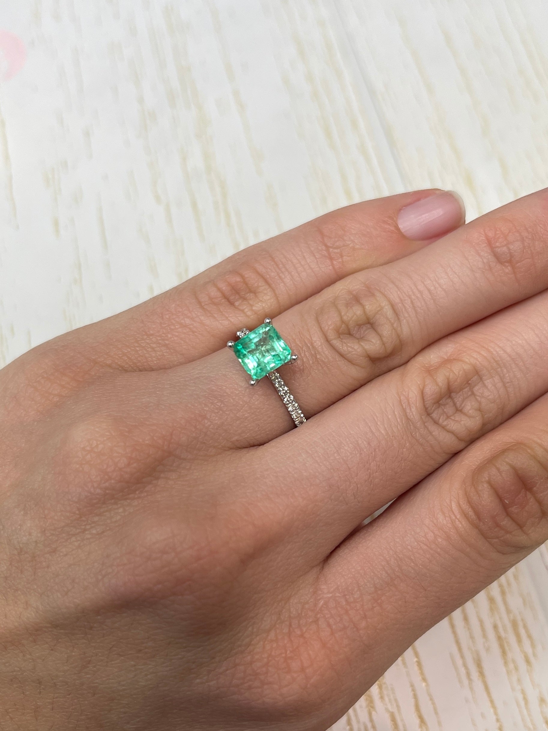 1.78 Carat 7.5x7 Chipped Limish Green Asscher Cut Natural Unset Colombian Emerald - JR Colombian Emeralds