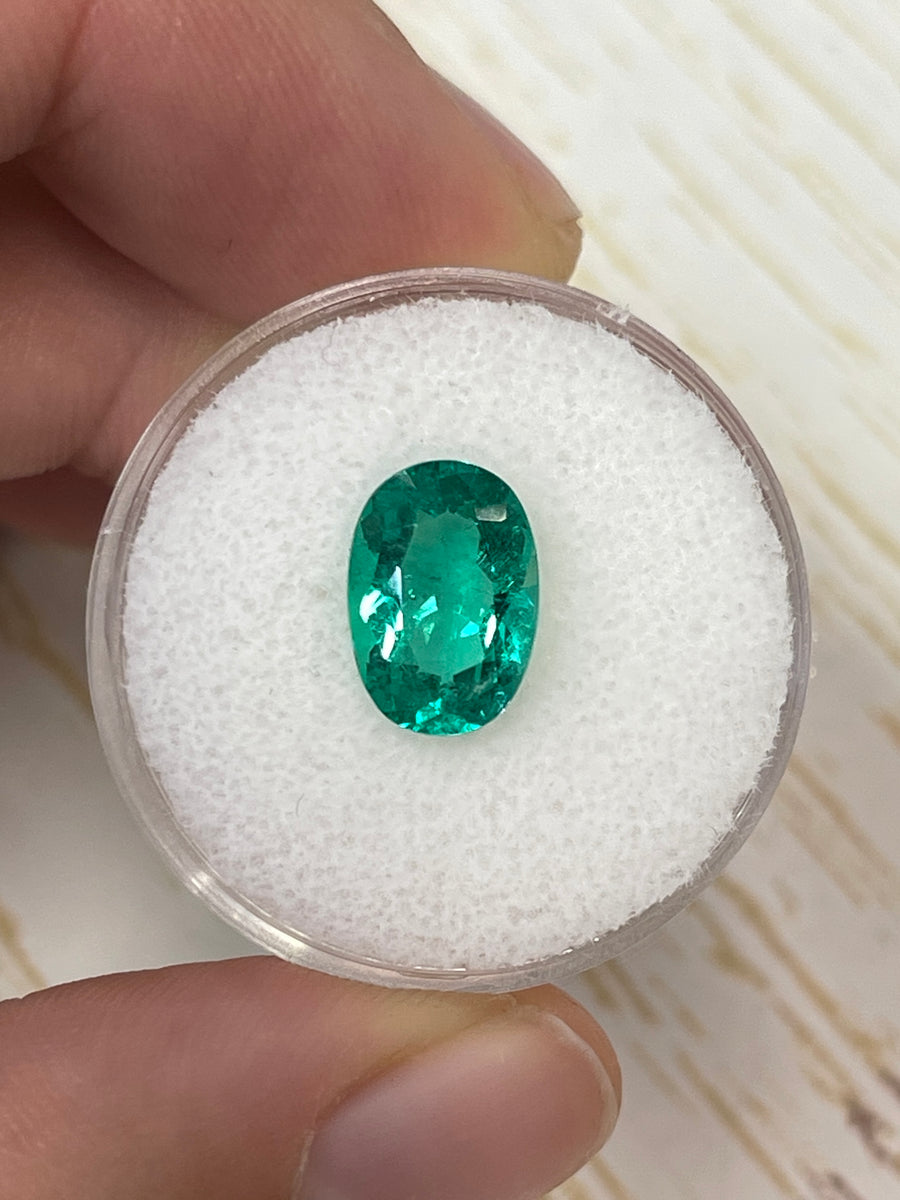 Emerald Gemstone - Loose Colombian Emerald - 2.40 Carat Oval Cut - Vibrant Green