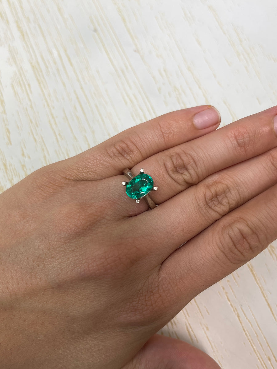 2.40 Carat 11x8 VVS Gemmy Green Loose Colombian Emerald-Oval Cut