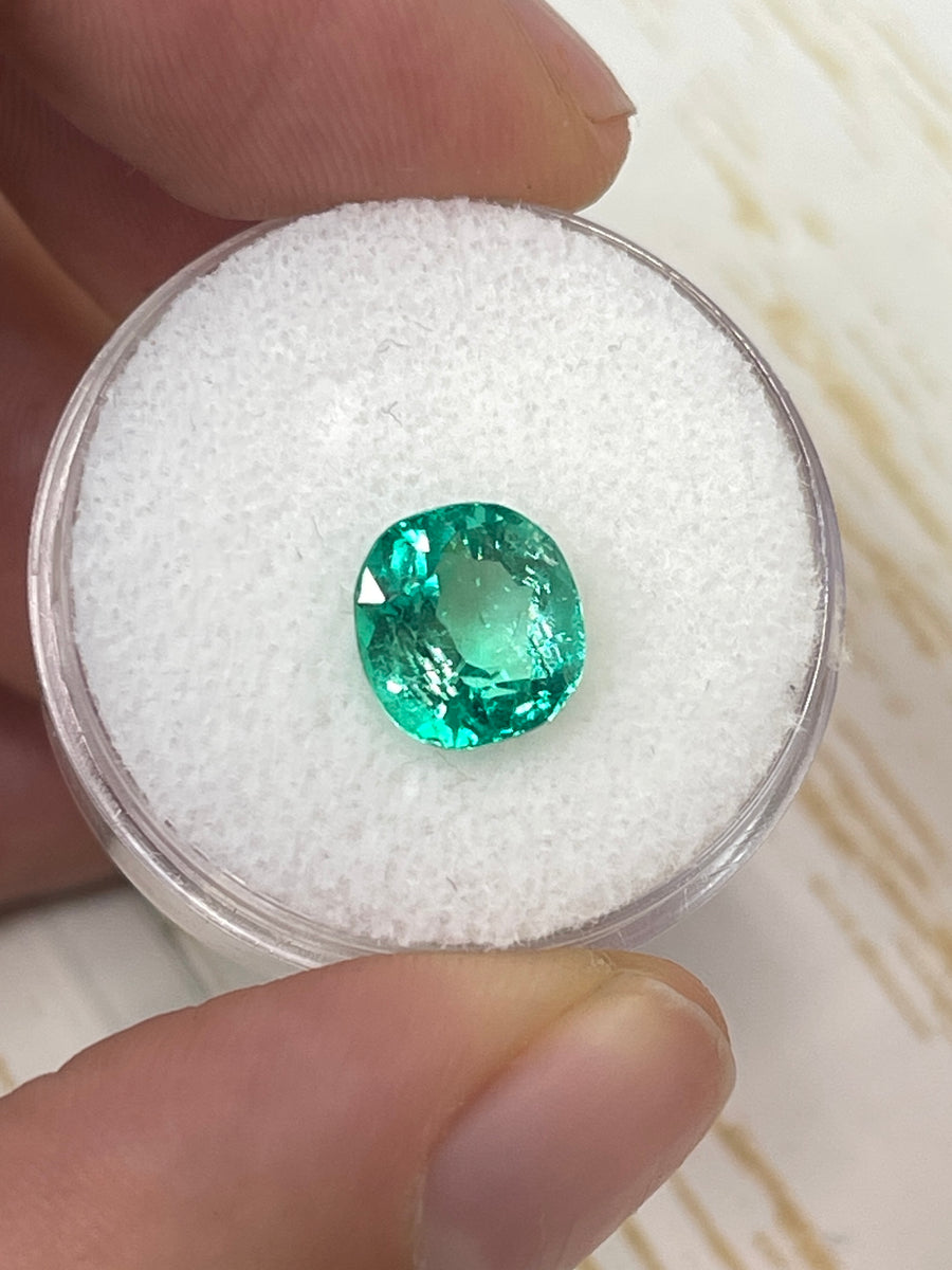 Vibrant 2.67 Carat Loose Colombian Emerald - Cushion Shape